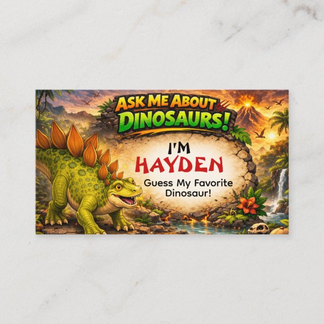 D'appel Carte de visite dinosaure cool pour enfants plus â (Devant)