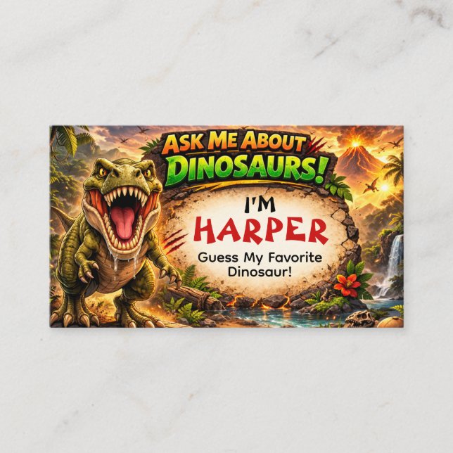D'appel Carte de visite dinosaure cool pour enfants plus â (Devant)
