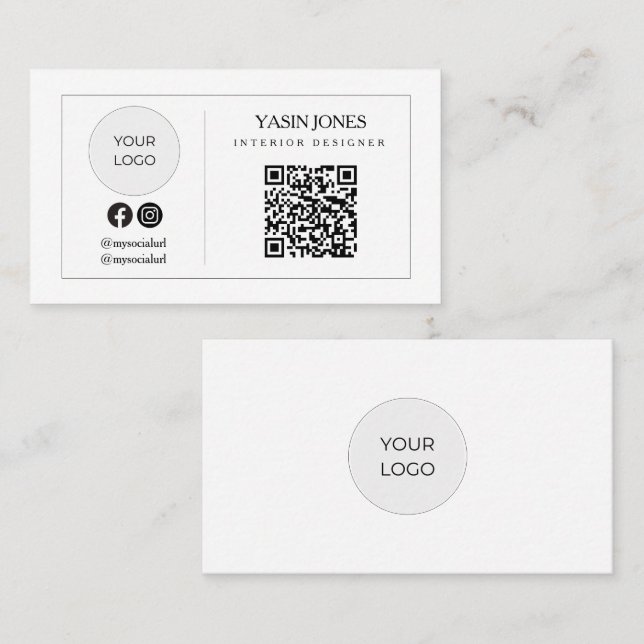 D'appel Carte de visite logo icône sociale QR code minimal (Devant / Derrière)