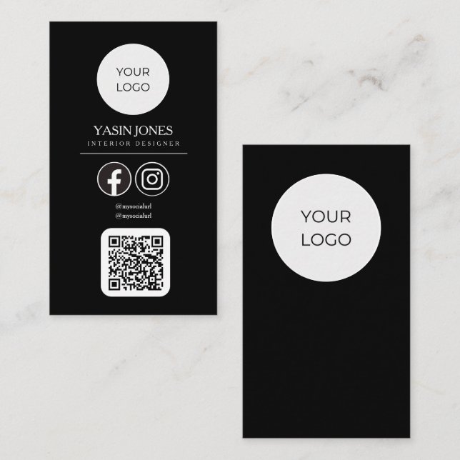 D'appel Carte de visite moderne noire pour les médias soci (Devant / Derrière)