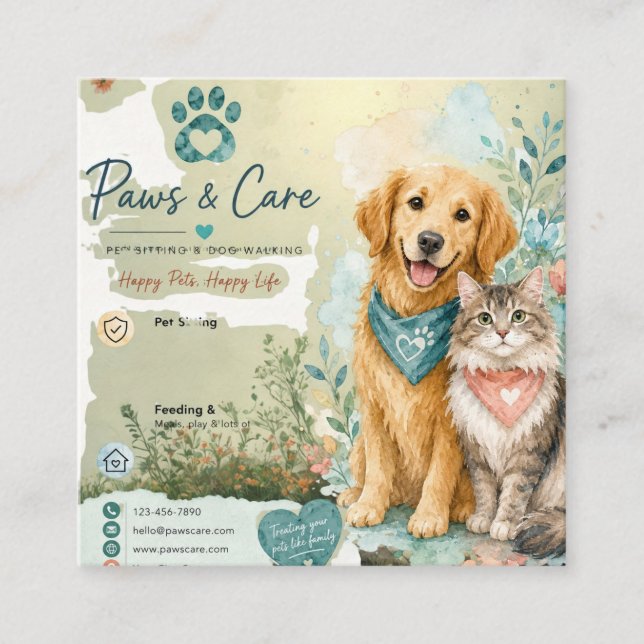 D'appel Carte de visite pour gardien de chiens et de chats (Devant)