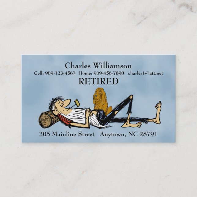 D'appel Carte de visite Rip Van Winkle retraité avec image (Devant)