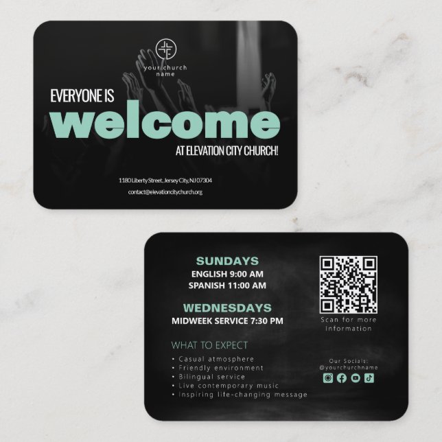 D'appel Carte d'invitation de bienvenue à l'église Modèle (Devant / Derrière)