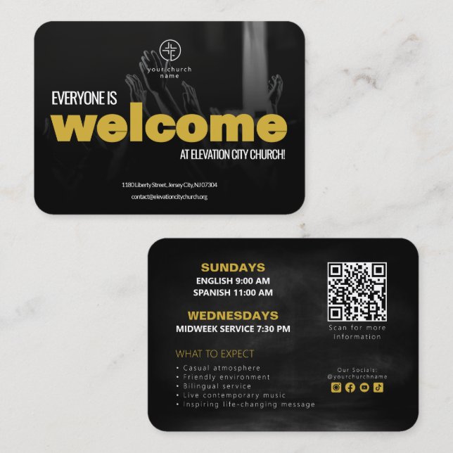 D'appel Carte d'invitation de bienvenue à l'église Modèle (Devant / Derrière)