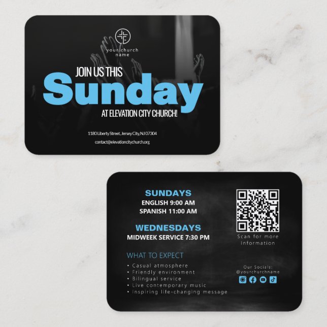 D'appel Carte d'invitation de l'église Rejoignez-Nous Modè (Devant / Derrière)