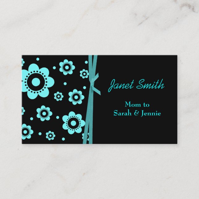 D'appel Carte élégante de maman de noir et d'Aqua (Devant)