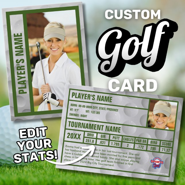 D'appel Carte Golfer Trading | Souvenir du tournoi | Vert (Custom golf trading card souvenir. Edit your tournament stats.)