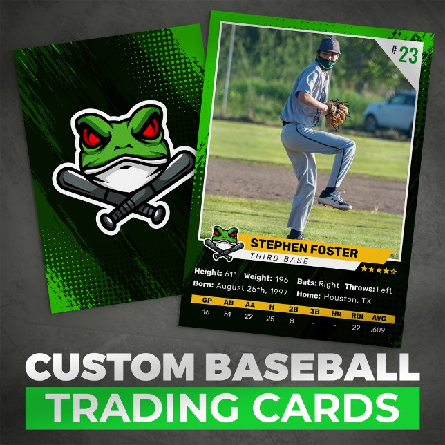 D'appel Carte Green Baseball Trading Photo Logo de Basebal (Créateur téléchargé)