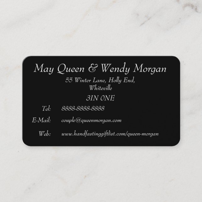 D'appel Carte lesbienne de contact de Handfasting de (Devant)