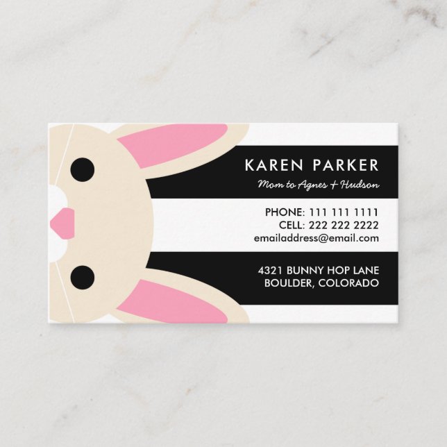 D'appel Carte maman Bunny Black Stripes (Devant)
