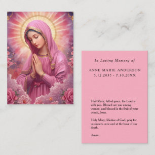 D'appel Carte mémorial de la Vierge Marie rose