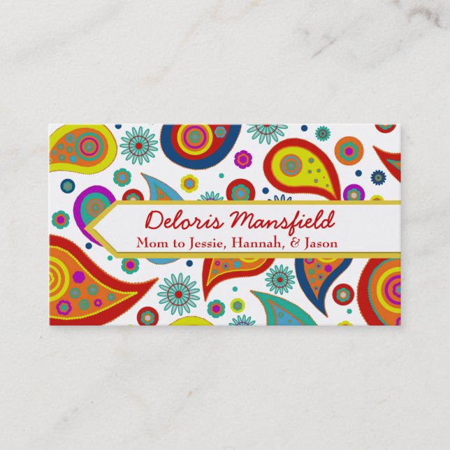 D'appel Carte mère personnalisée Paisley colorée (Devant)