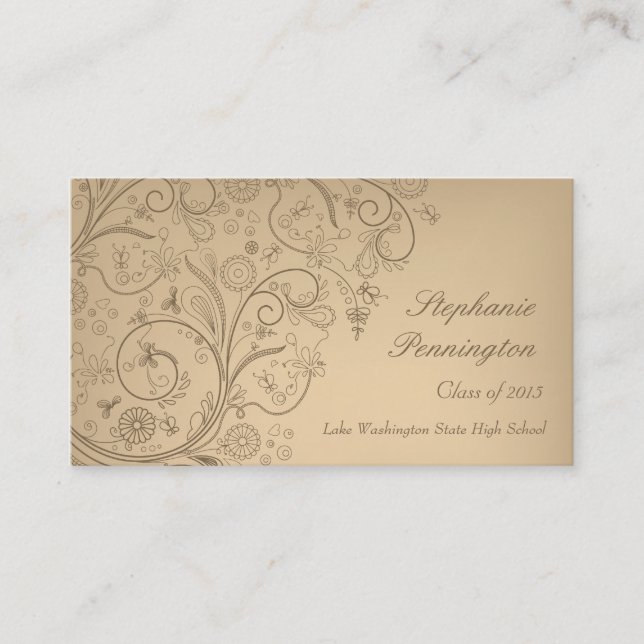 D'appel Carte nominative florale lunatique bronzage (Devant)