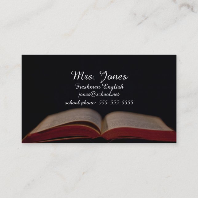 D'appel Carte ouverte de contact de professeur de livre (Devant)