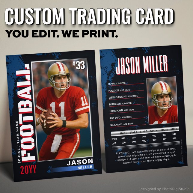 D'appel Carte PRO Football avec carte de commerce Stats Pl (Custom Football Trading Card PRO Player Stats Card)