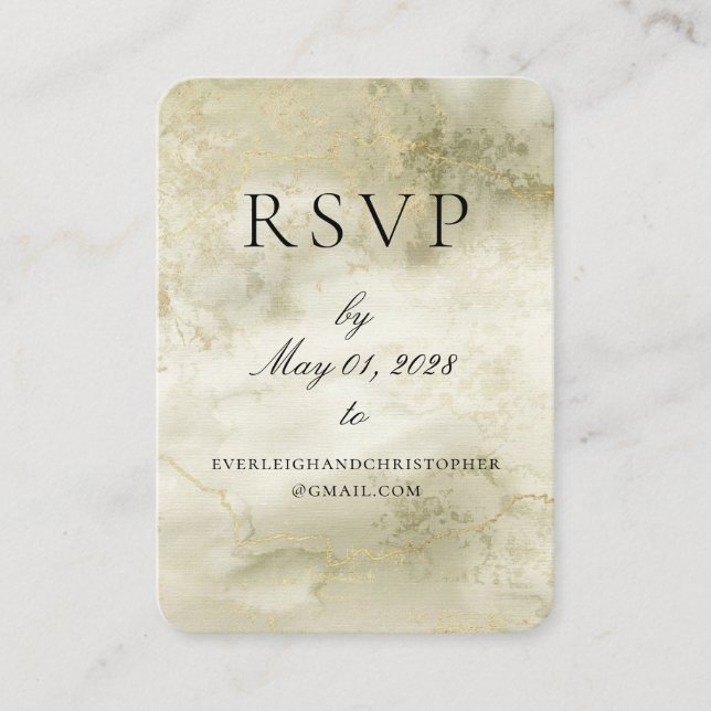 D'appel Carte RSVP en ligne Gold & Sage Watercolor (Devant)