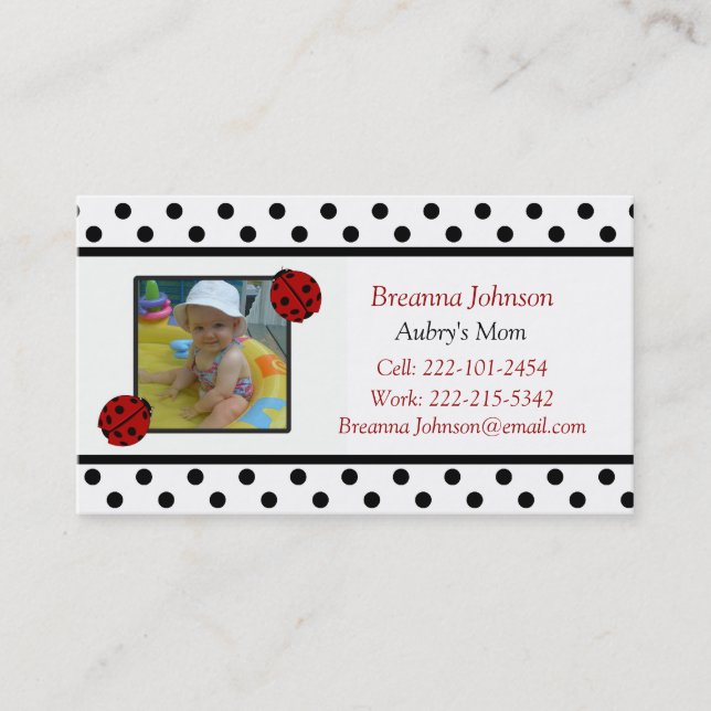 D'appel Coccinelle : Carte de contact de maman (Devant)