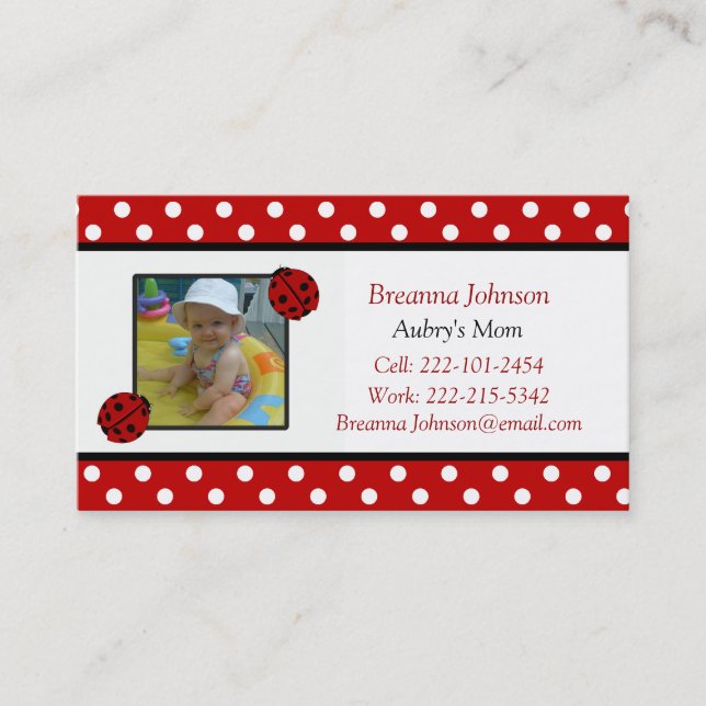 D'appel Coccinelle : Carte de contact de maman (Devant)