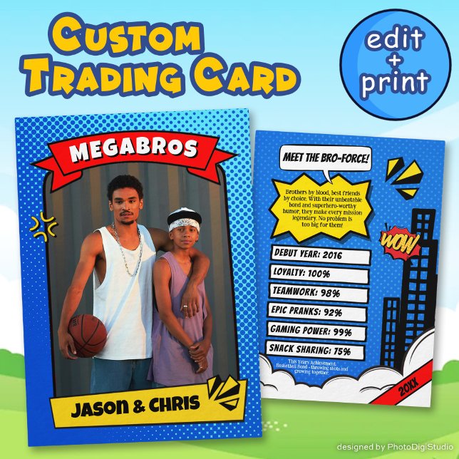 D'appel Comic personnalisé Meilleurs amis Carte de commerc (Custom Comic Best Friends Trading Card Bros Gift)