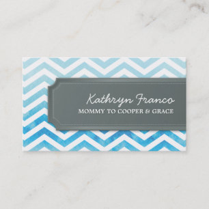 D'appel cool carte de visite chevron rayure bleu aquarelle
