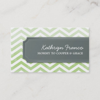 D'appel cool carte de visite chevron rayure vert aquarelle