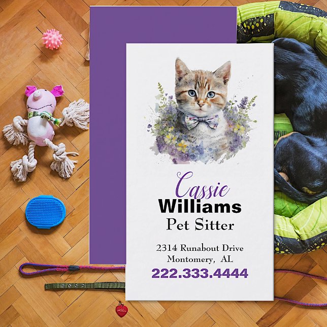 D'appel Cute Kitten Carte de visite pour animaux de compag (Créateur téléchargé)