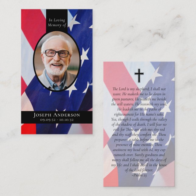 D'appel Drapeau Ovale Photo Funérailles militaires Carte d (Devant / Derrière)