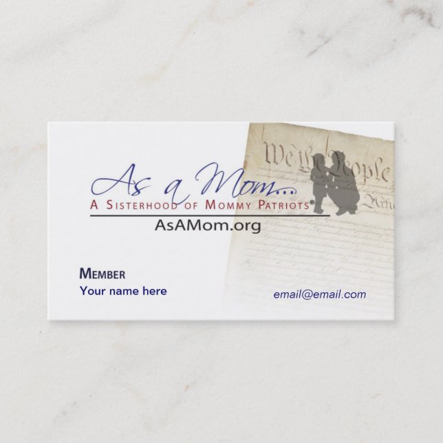 D'appel En tant que maman… Carte de visite de membre (Devant)