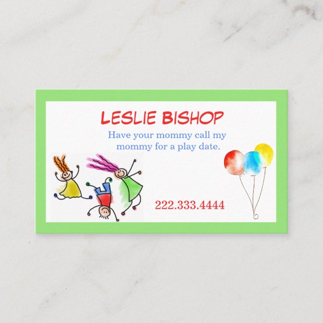 D'appel Enfants colorés Jouer Carte Date (Devant)