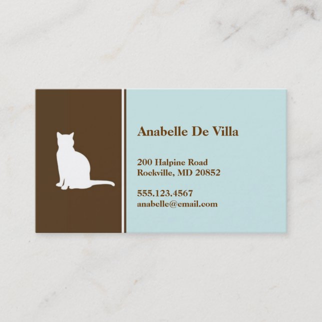 D'appel Feline chat bleu brun animal de compagnie carte de (Devant)