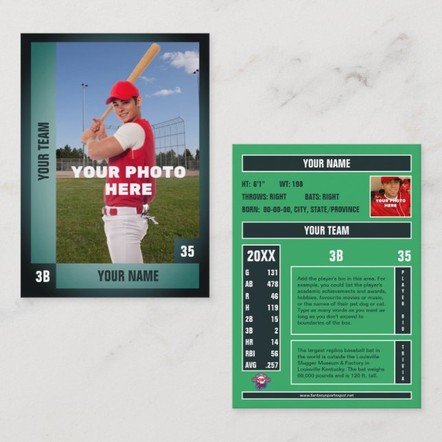 D'appel Gradient Green Baseball - Carte de commerce Statis (Devant / Derrière)