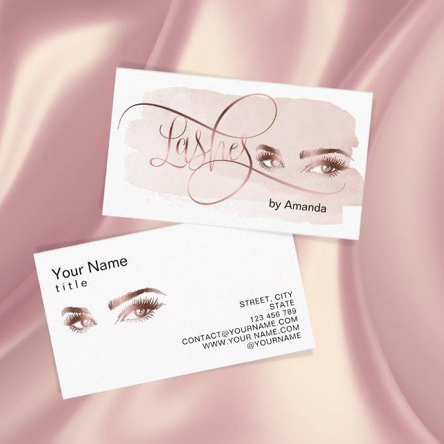 D'appel Maquillage Eyebrow Eyes Lashes Rose Carte de visit (Créateur téléchargé)