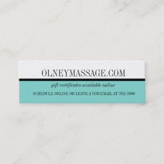 D'appel massage bleu et carte de contact spa