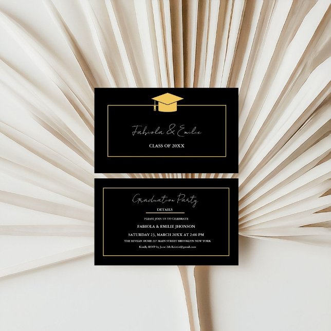 D'appel Modèle moderne Twin Graduation Nom Carte Insérer c (Créateur téléchargé)