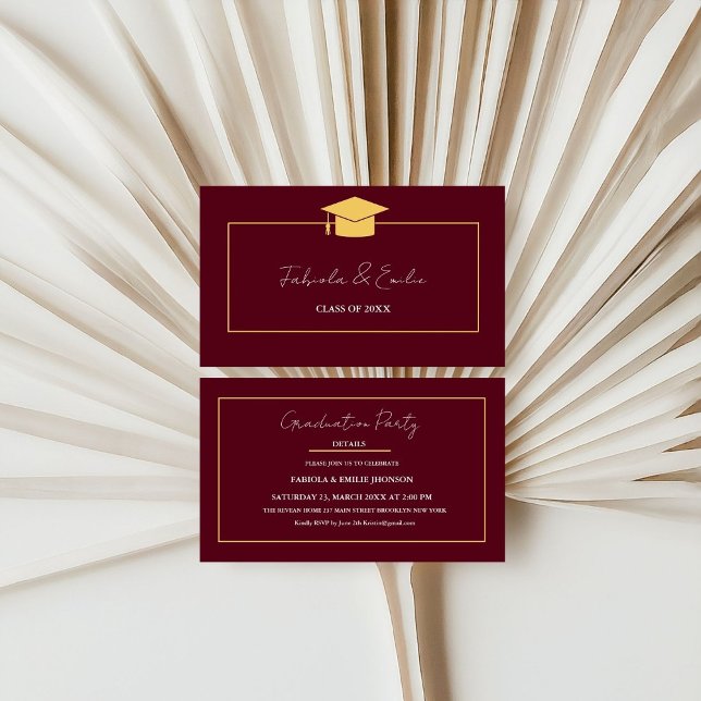 D'appel Modèle moderne Twin Graduation Nom Carte Insérer c (Créateur téléchargé)