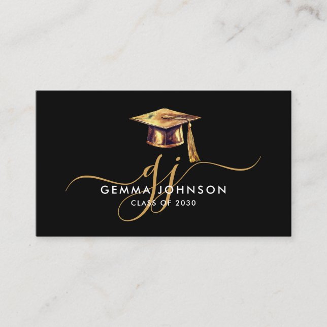 D'appel Nom du diplôme Monogramme Or Carte d'insertion noi (Devant)