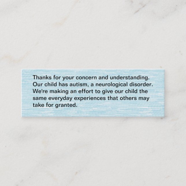 D'appel Notre enfant a l'autisme - carte (Devant)