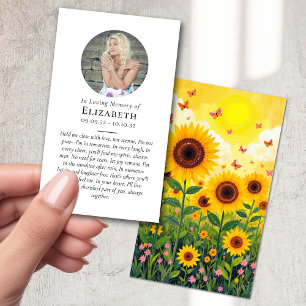 D'appel Papillons de tournesol Poème Carte funéraire Memor