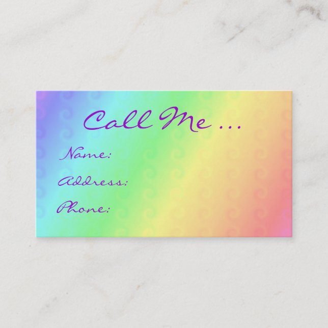 D'appel Pastel Colors Contactez-moi Carte (Devant)