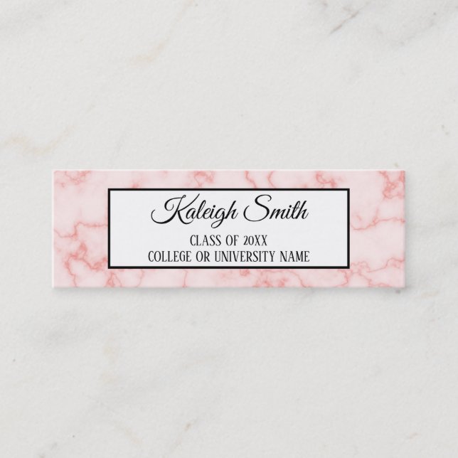 D'appel Pink Marble Graduation Insérer la carte de nom (Devant)