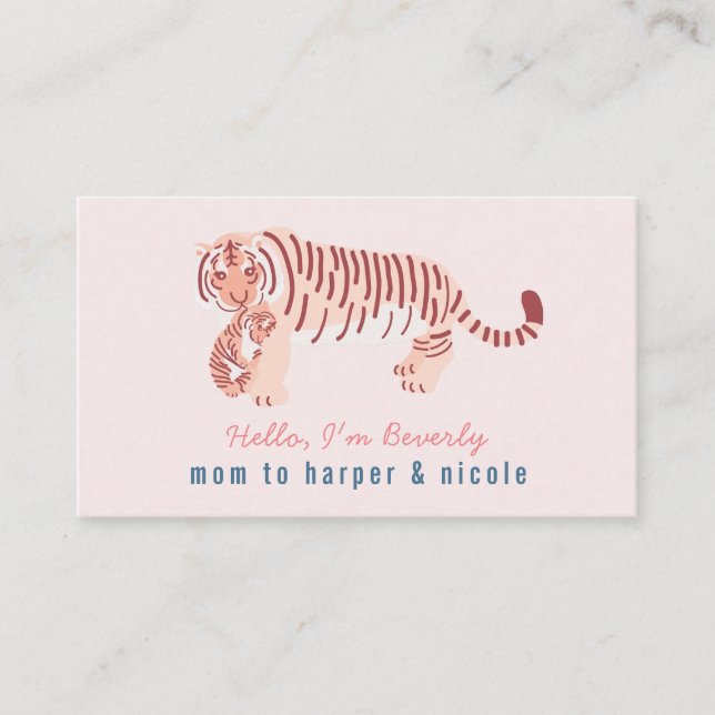 D'appel Pink Mom Tiger & Cub maman Carte de visite (Devant)