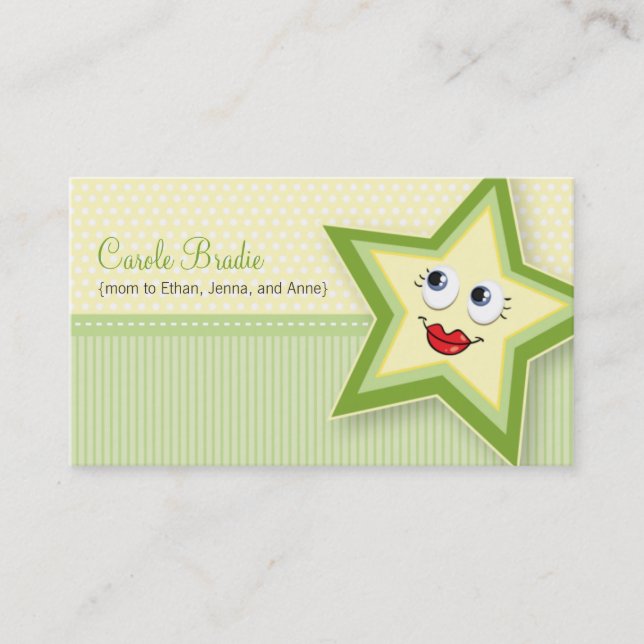 D'appel Precieux Star Maman Card Baby Green Carte de visit (Devant)