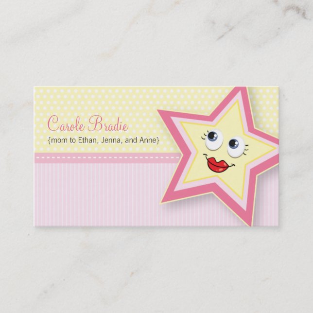 D'appel Precieux Star Maman Card Baby Pink Carte de visite (Devant)