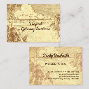 D'appel Tropical Beach Vintage Art Carte de visite personn
