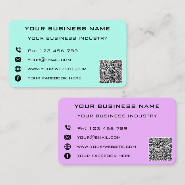 D'appel Votre code QR Nom Adresse Info couleur Carte de vi (Devant / Derrière)