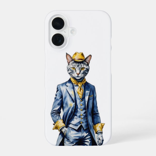 Dapper Cat iPhone 16 Coque - Protection élégante (Verso)