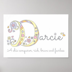 Darcie lettre D nom signifiant affiche d'art pour