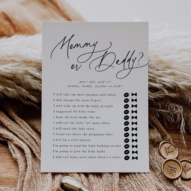 DARCY Devine Qui Maman Papa Baby shower Carte de j (DARCY Guess Who Mommy Daddy Baby Shower Game Card)