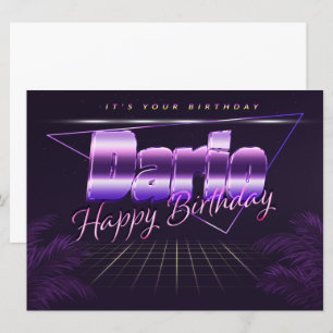 Dario Nom Prénom lila retro Carte Anniversaire