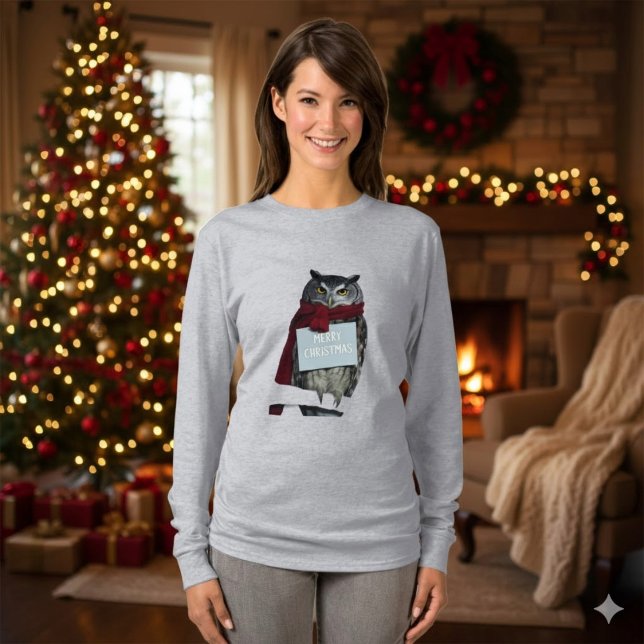 Dark Academia Christmas Owl Merry T-Shirt (Créateur téléchargé)